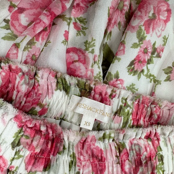 LoveShackFancy Rose Floral Silk Ruffle Mini Skirt size XS - Picture 6 of 7